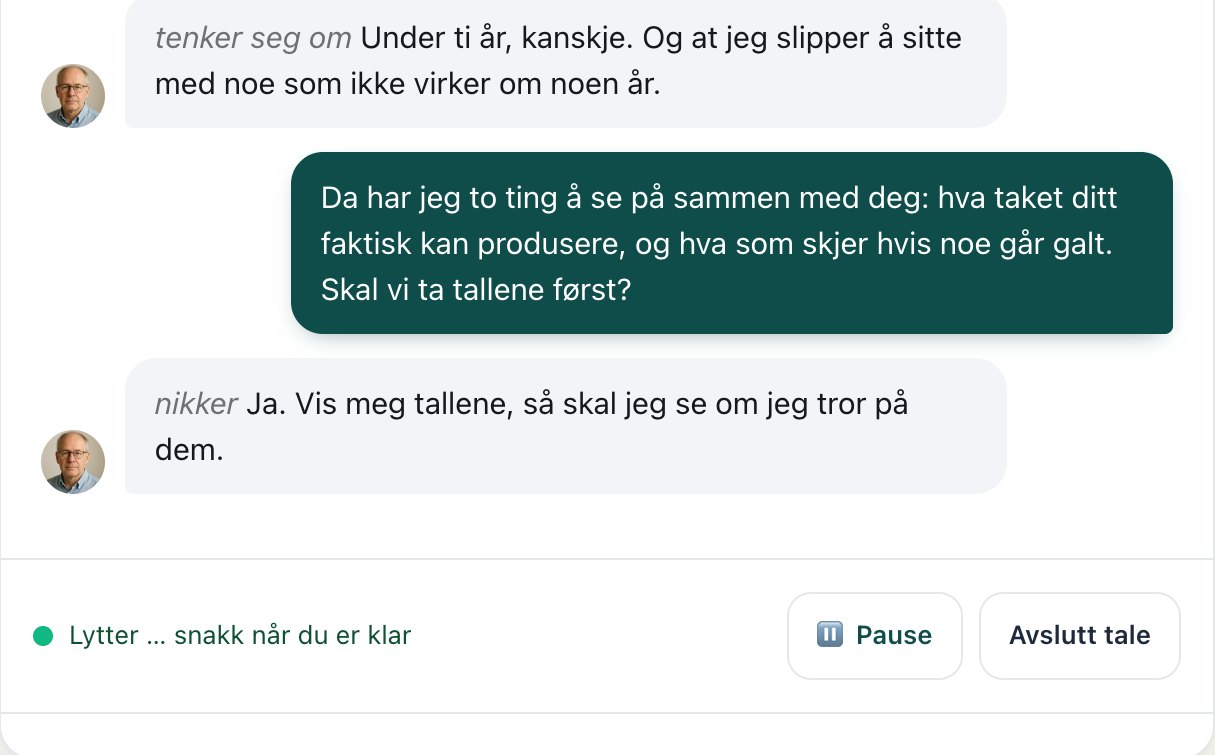 Eksempel: Talemodus: laben lytter mens den ansatte snakker med kunden