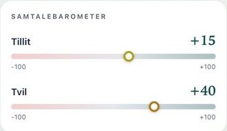 Eksempel: kunden Geir med et samtalebarometer for tillit og tvil