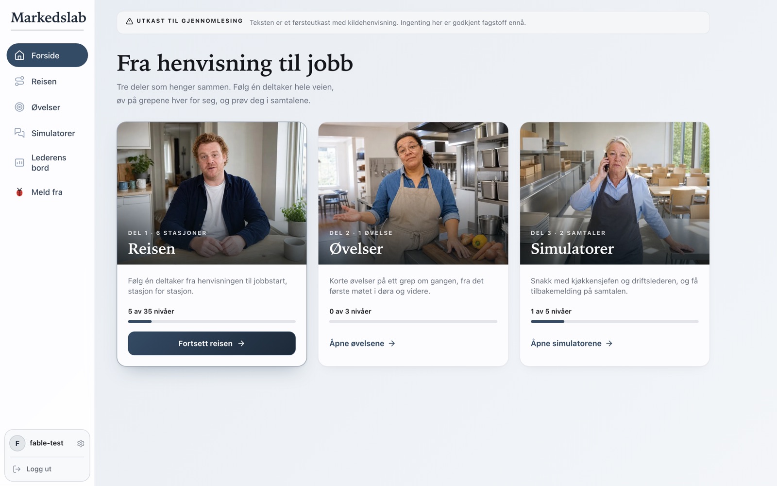 Skjermbilde av Markedslab: Fra henvisning til jobb