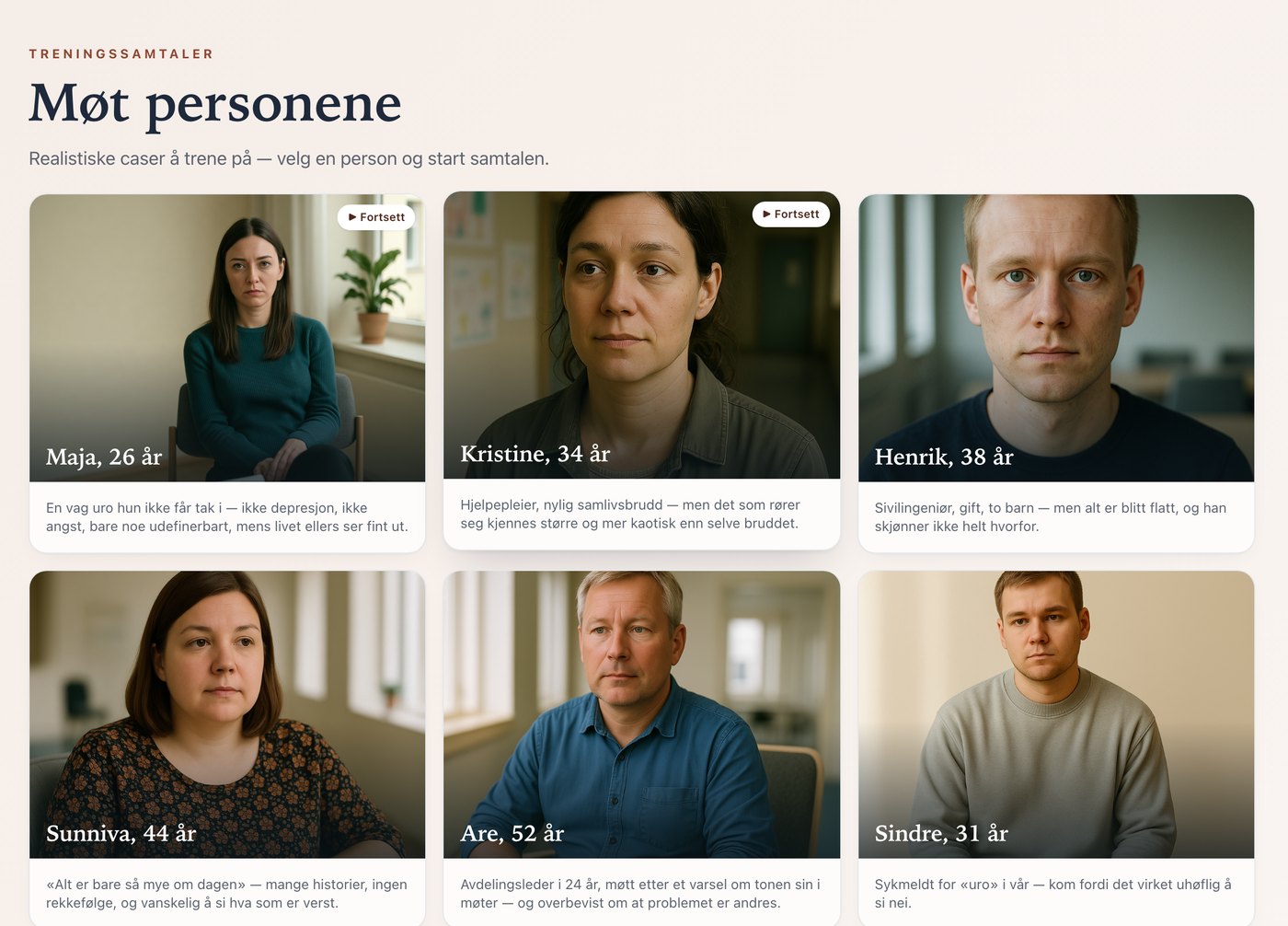 EFT-lab: Møt personene, seks klienter i ulik alder