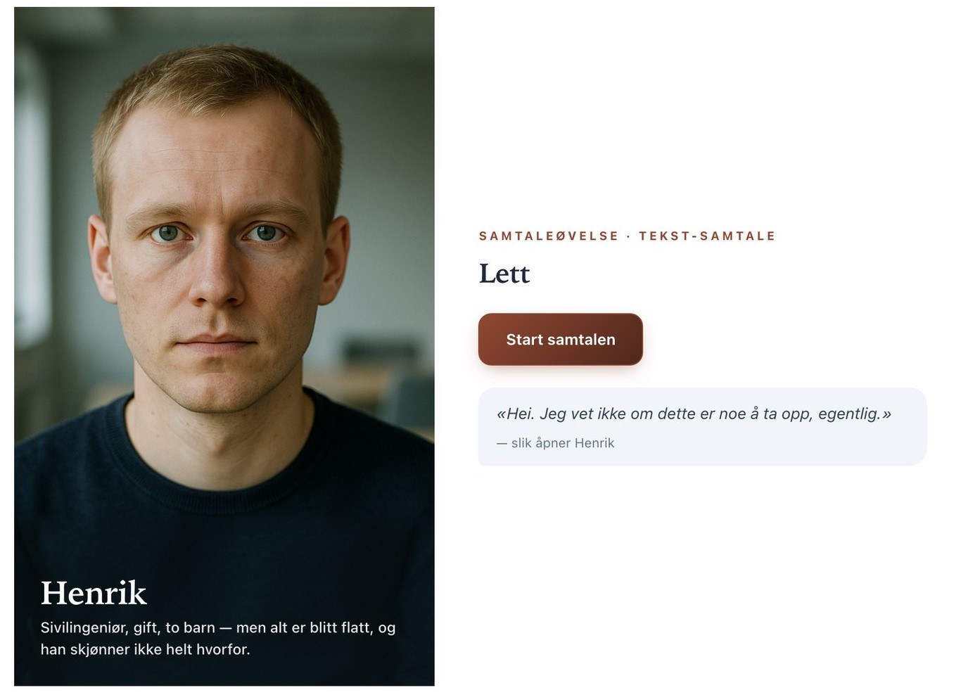 EFT-lab: fokusert simulering av selvkritisk splitt med klienten Henrik