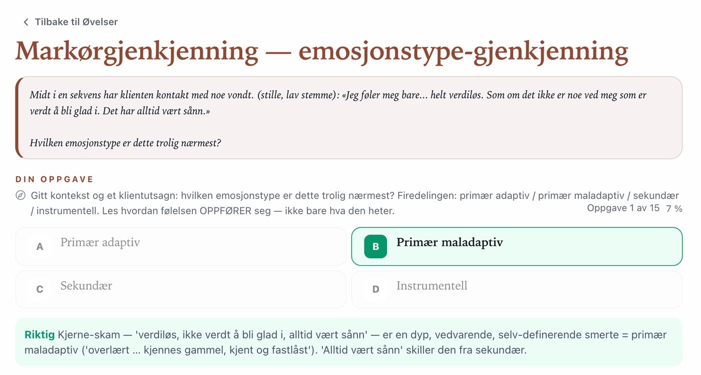 EFT-lab: markøroppgave etter svar, med forklaring